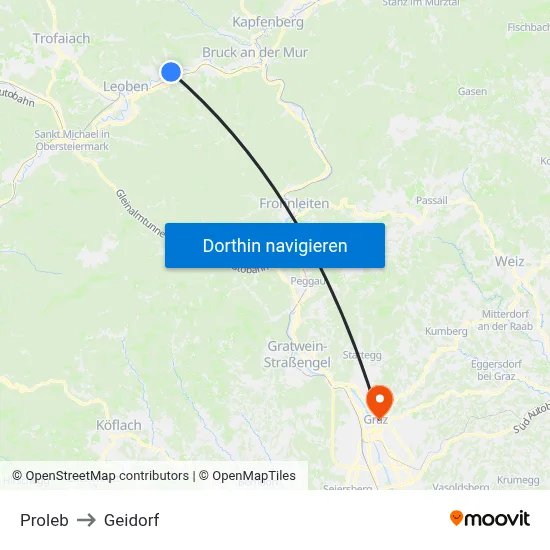 Proleb to Geidorf map