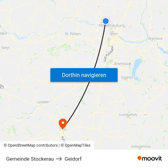Gemeinde Stockerau to Geidorf map