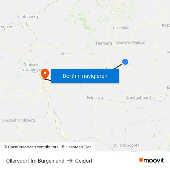 Ollersdorf Im Burgenland to Geidorf map