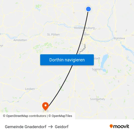 Gemeinde Gnadendorf to Geidorf map