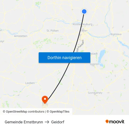 Gemeinde Ernstbrunn to Geidorf map
