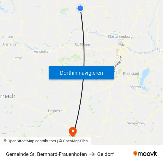 Gemeinde St. Bernhard-Frauenhofen to Geidorf map