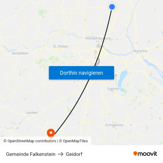 Gemeinde Falkenstein to Geidorf map