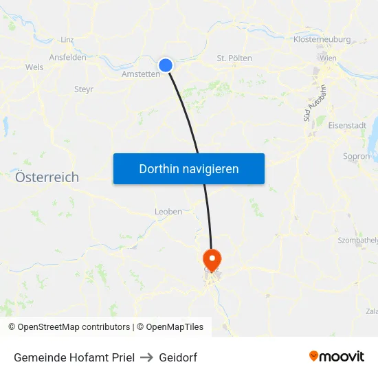 Gemeinde Hofamt Priel to Geidorf map