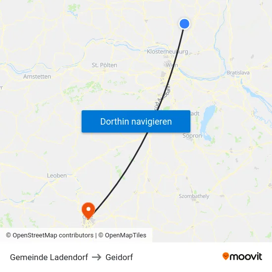 Gemeinde Ladendorf to Geidorf map