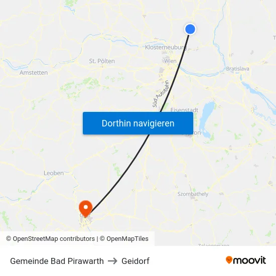 Gemeinde Bad Pirawarth to Geidorf map