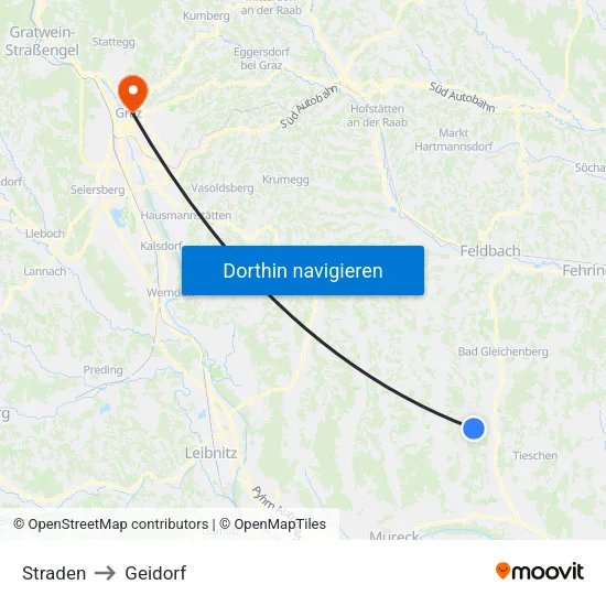 Straden to Geidorf map