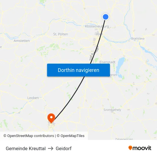 Gemeinde Kreuttal to Geidorf map