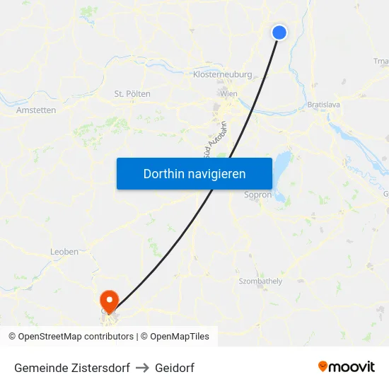 Gemeinde Zistersdorf to Geidorf map