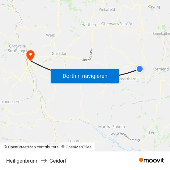 Heiligenbrunn to Geidorf map