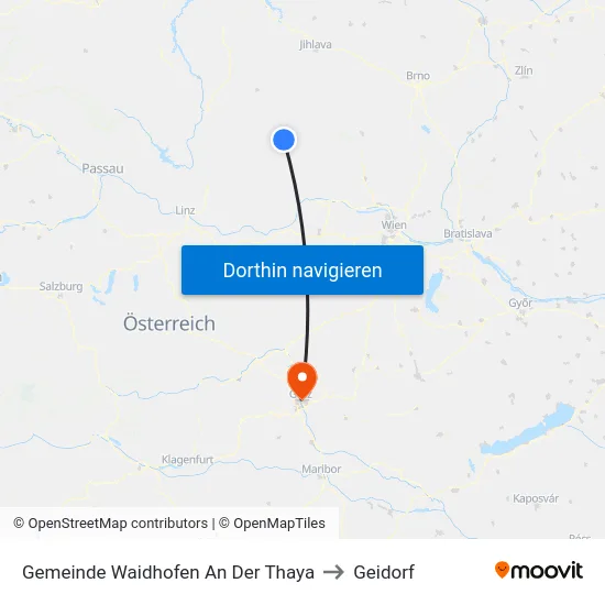 Gemeinde Waidhofen An Der Thaya to Geidorf map