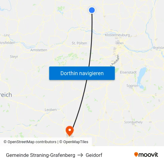 Gemeinde Straning-Grafenberg to Geidorf map