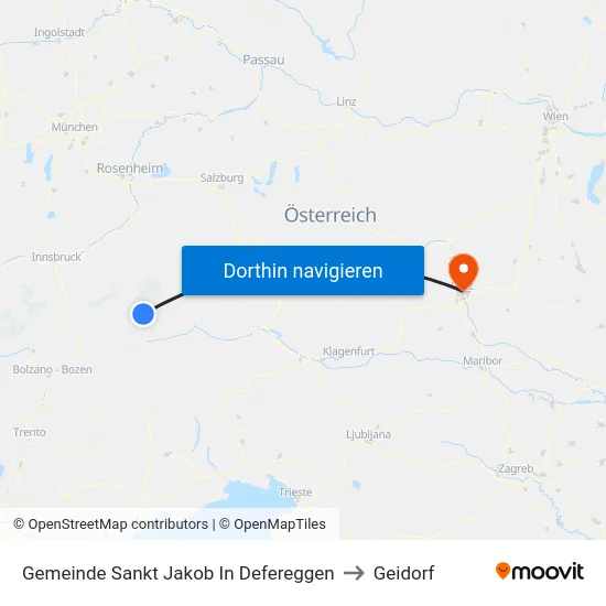 Gemeinde Sankt Jakob In Defereggen to Geidorf map