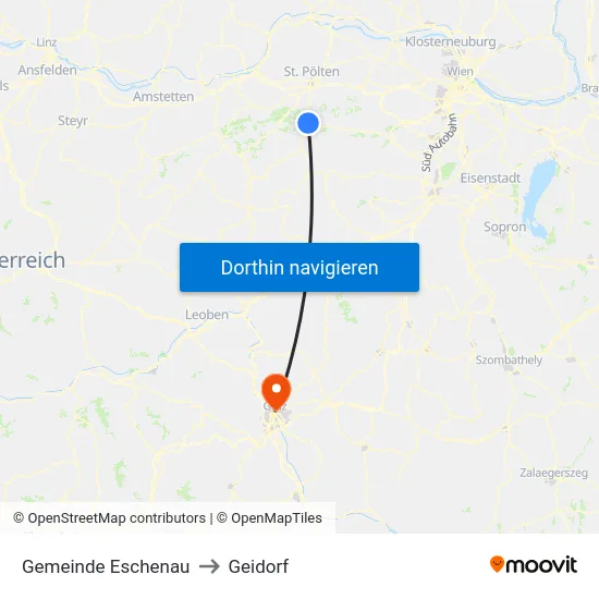 Gemeinde Eschenau to Geidorf map