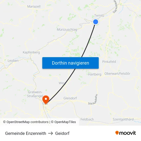 Gemeinde Enzenreith to Geidorf map