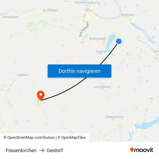 Frauenkirchen to Geidorf map