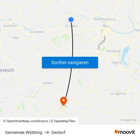 Gemeinde Wölbling to Geidorf map