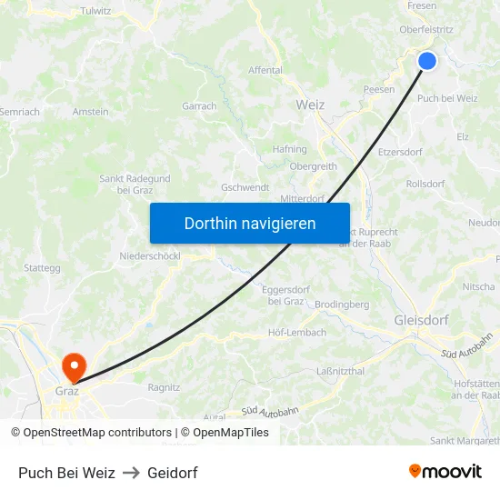 Puch Bei Weiz to Geidorf map