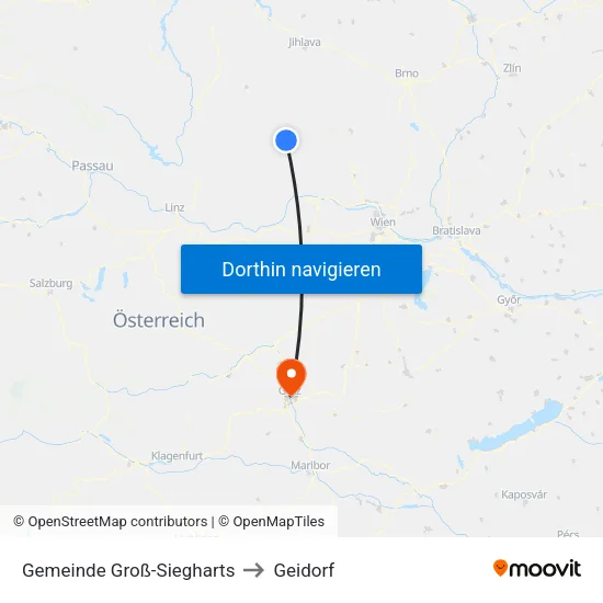 Gemeinde Groß-Siegharts to Geidorf map