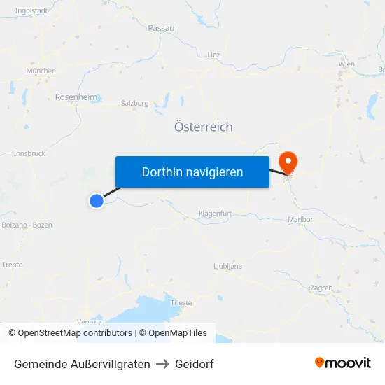 Gemeinde Außervillgraten to Geidorf map