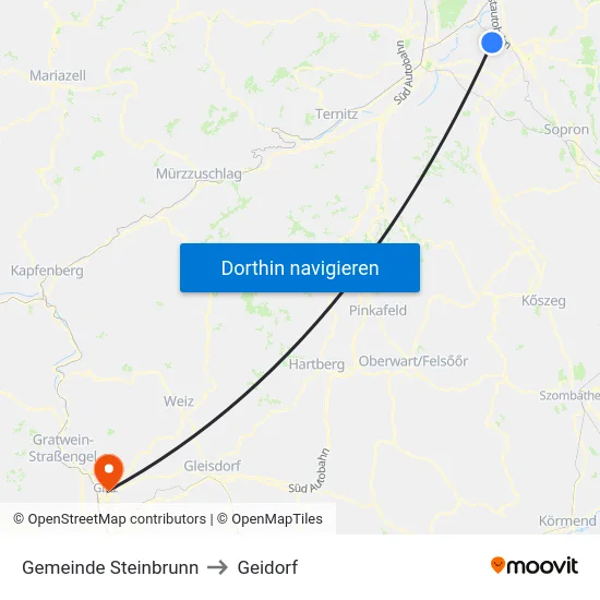 Gemeinde Steinbrunn to Geidorf map