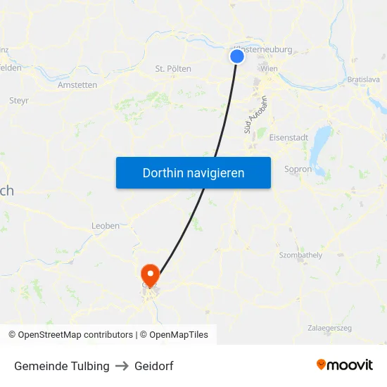 Gemeinde Tulbing to Geidorf map