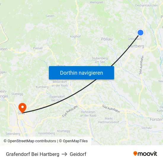 Grafendorf Bei Hartberg to Geidorf map