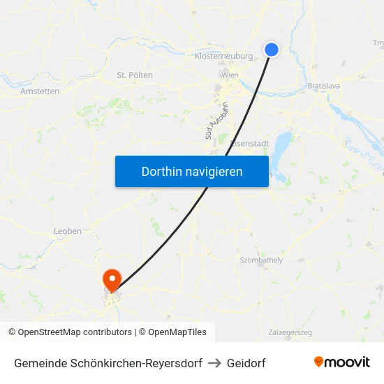 Gemeinde Schönkirchen-Reyersdorf to Geidorf map