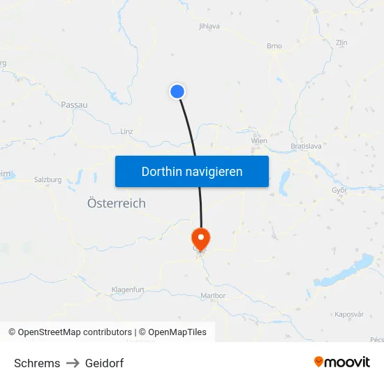 Schrems to Geidorf map