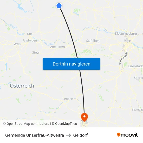 Gemeinde Unserfrau-Altweitra to Geidorf map