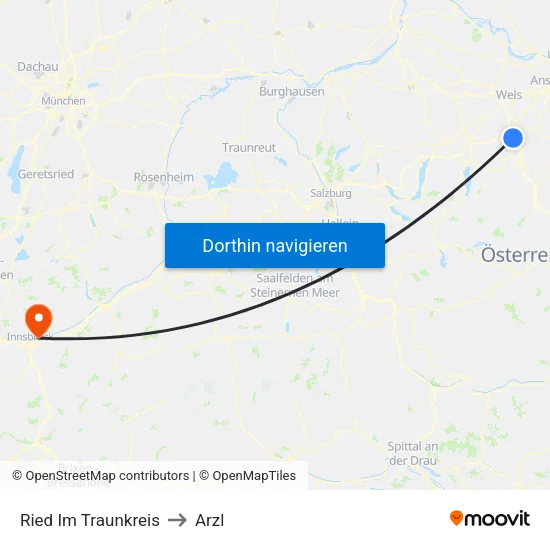 Ried Im Traunkreis to Arzl map
