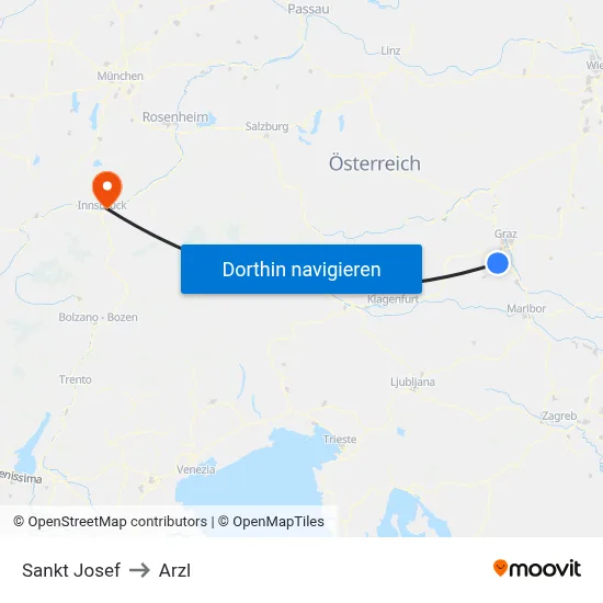 Sankt Josef to Arzl map