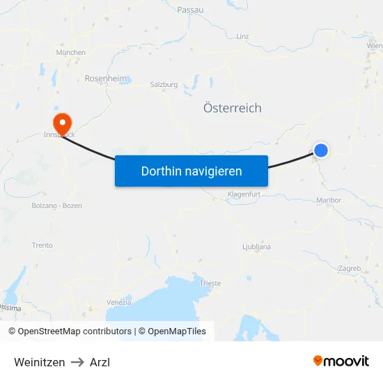 Weinitzen to Arzl map