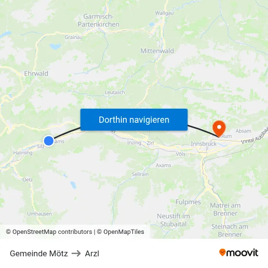 Gemeinde Mötz to Arzl map