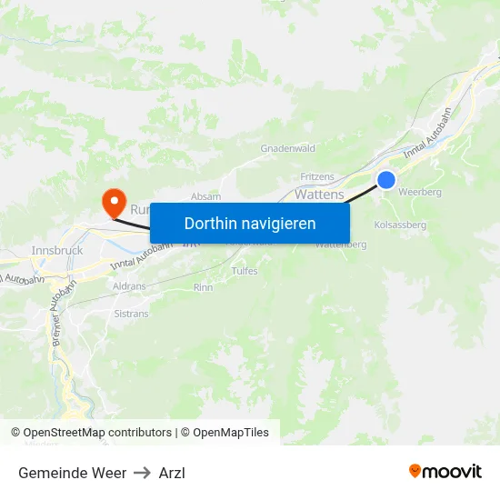 Gemeinde Weer to Arzl map