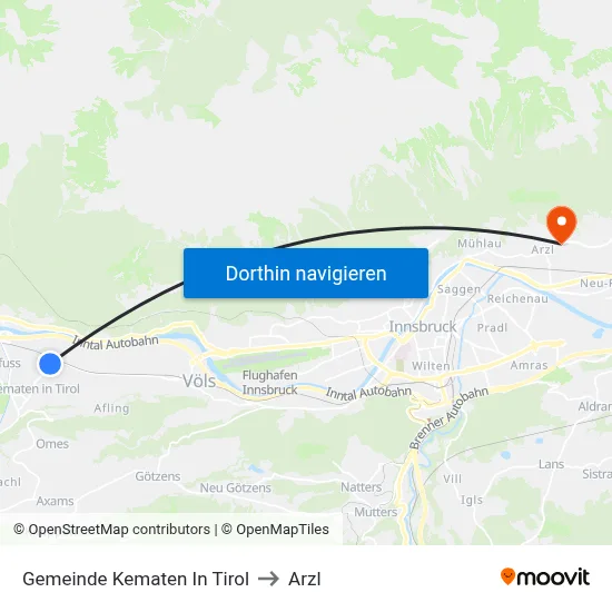 Gemeinde Kematen In Tirol to Arzl map
