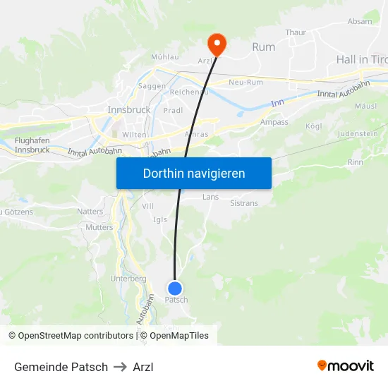 Gemeinde Patsch to Arzl map