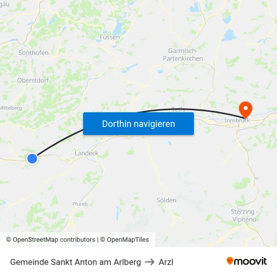 Gemeinde Sankt Anton am Arlberg to Arzl map