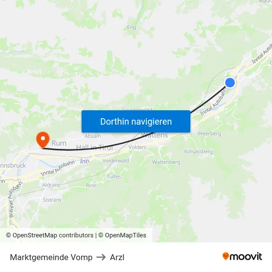 Marktgemeinde Vomp to Arzl map