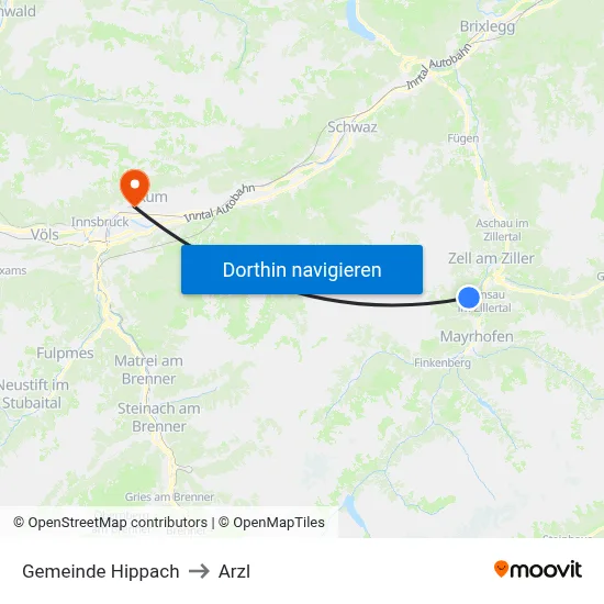 Gemeinde Hippach to Arzl map