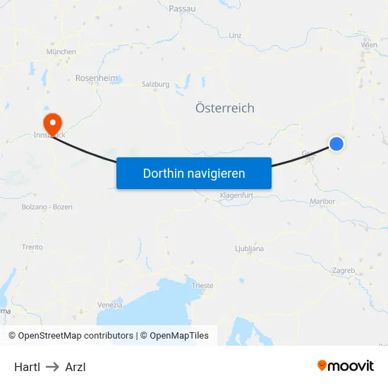 Hartl to Arzl map