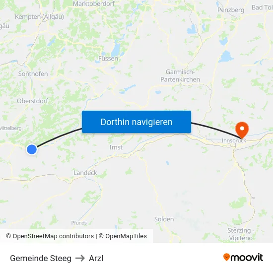 Gemeinde Steeg to Arzl map