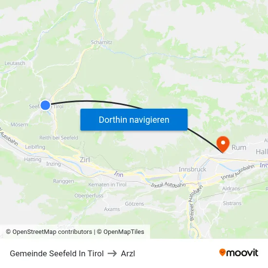 Gemeinde Seefeld In Tirol to Arzl map