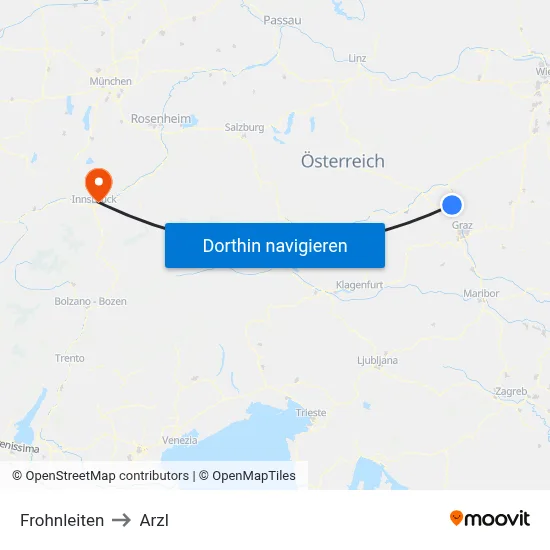 Frohnleiten to Arzl map
