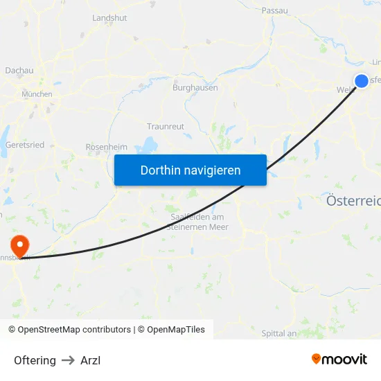 Oftering to Arzl map