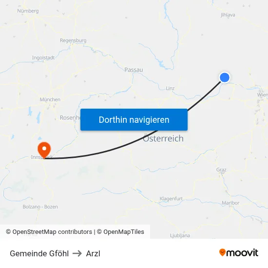 Gemeinde Gföhl to Arzl map