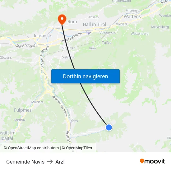 Gemeinde Navis to Arzl map