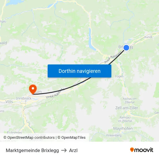 Marktgemeinde Brixlegg to Arzl map