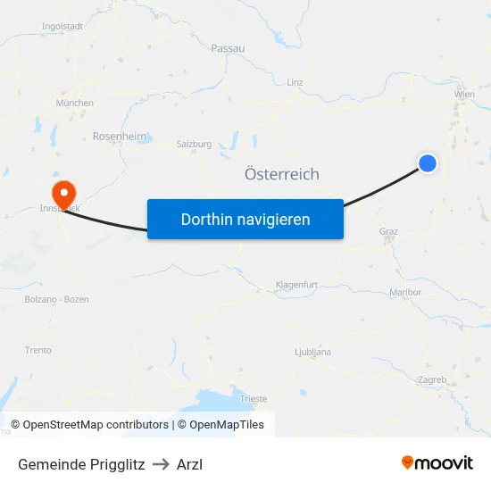 Gemeinde Prigglitz to Arzl map