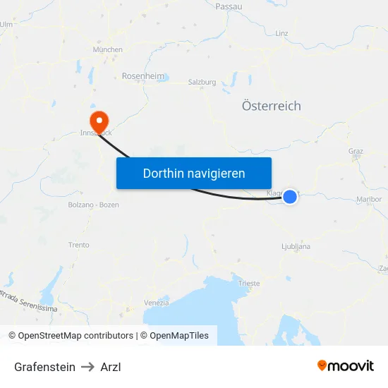 Grafenstein to Arzl map